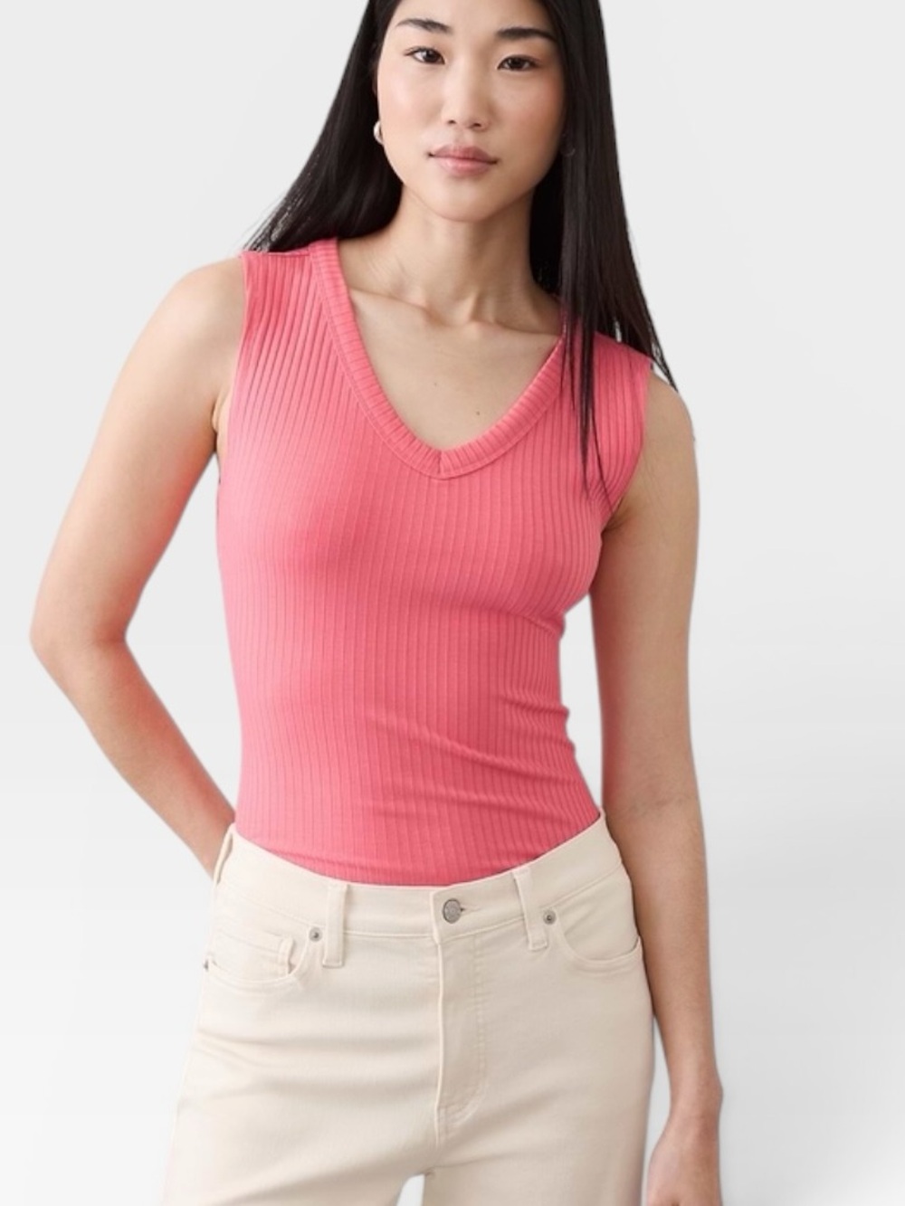 Banana Republic Ribbed V-Neck T-Shirt